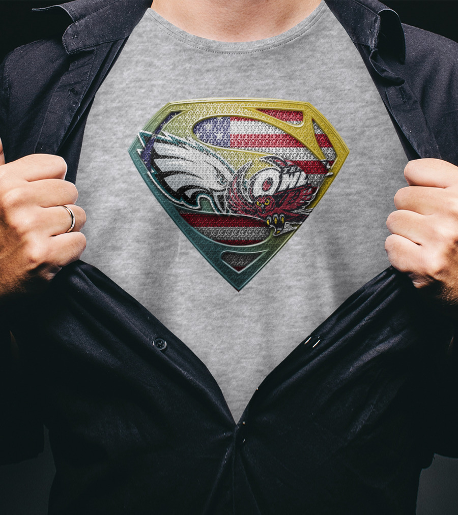 Eagle Owl American Flag Superman Shield T-Shirt