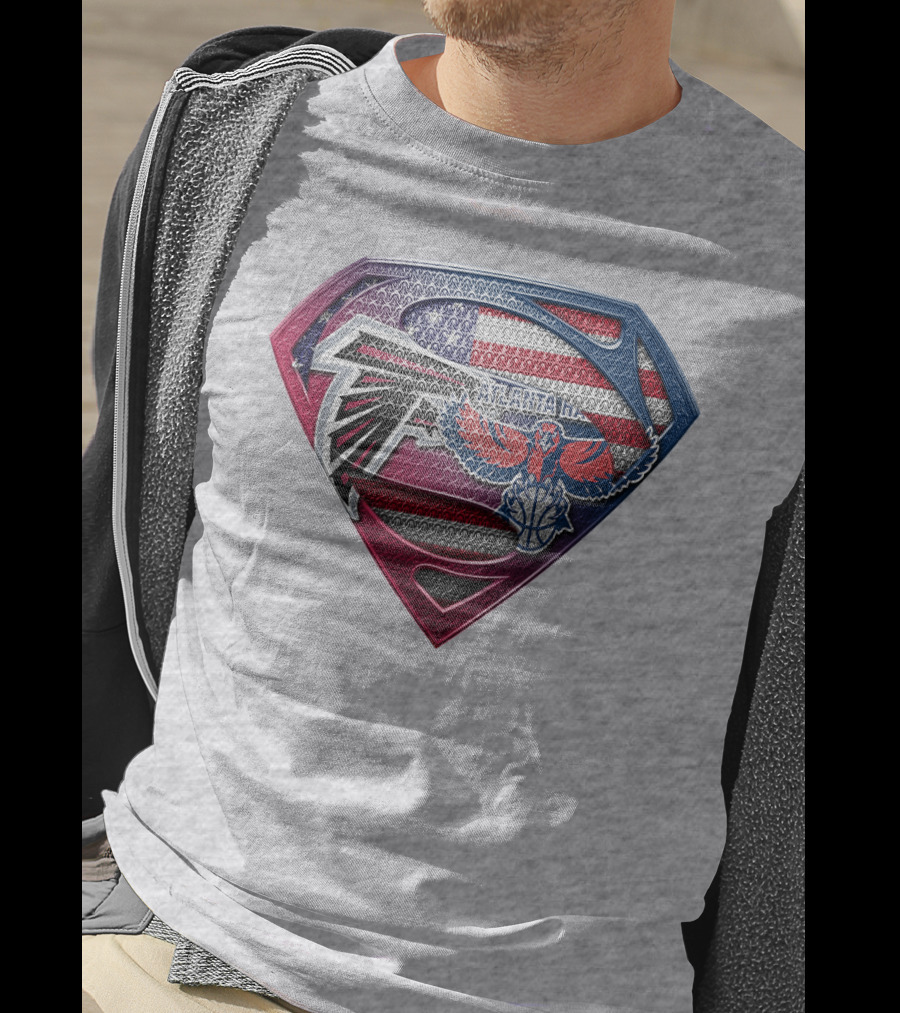 Atlanta Falcons Hawks Superman American Flag Superhero T-Shirt