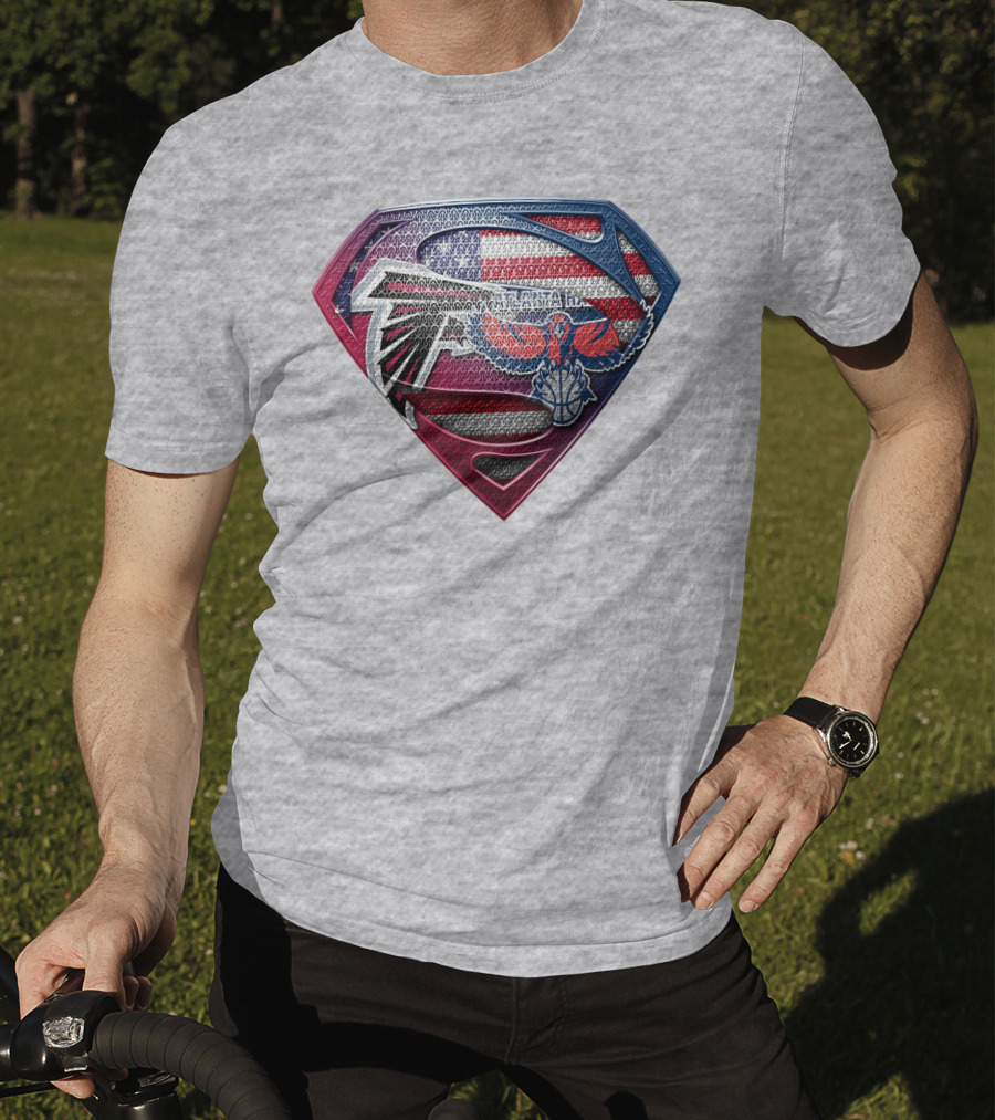 Atlanta Falcons Hawks Superman American Flag Superhero T-Shirt