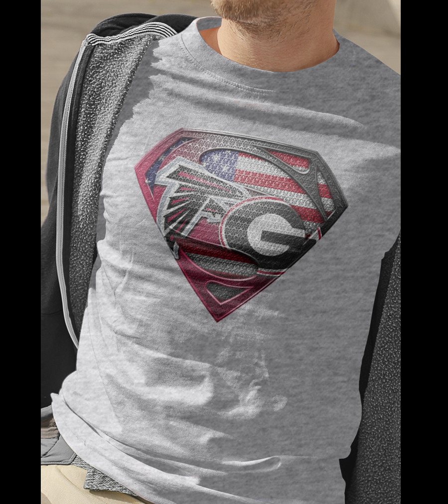 Superman Georgia Bulldogs Atlanta Falcons American Flag T-Shirt