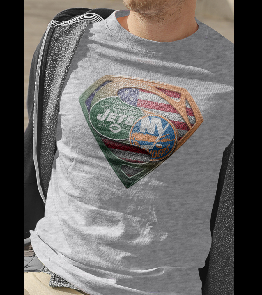 Jets Islanders American Flag Shield T-Shirt