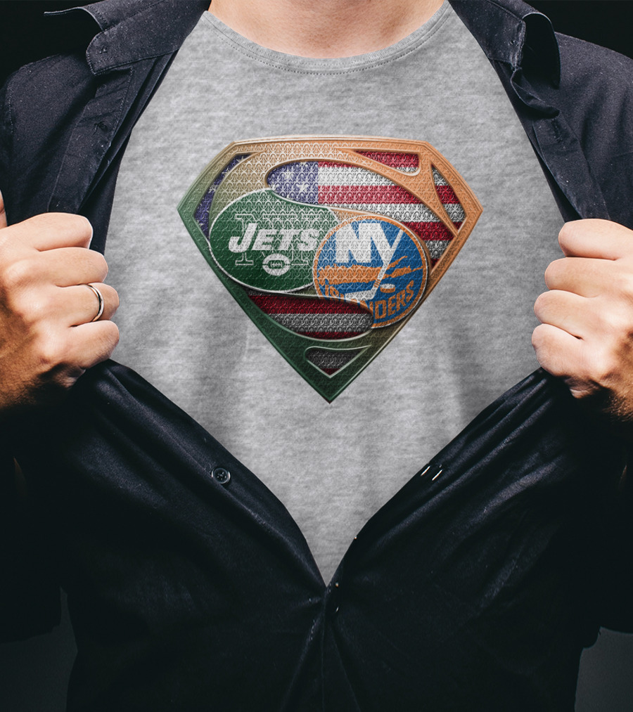 Jets Islanders American Flag Shield T-Shirt