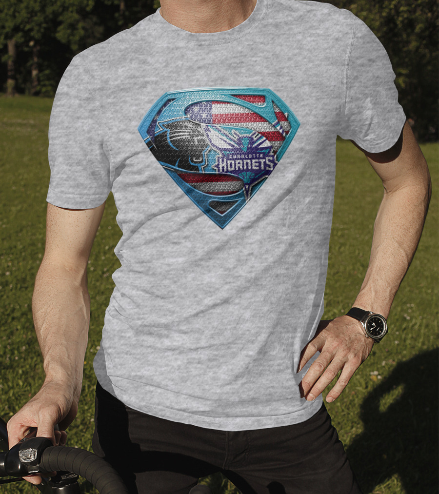 Charlotte Hornets Super Panther American Flag Shield T-Shirt