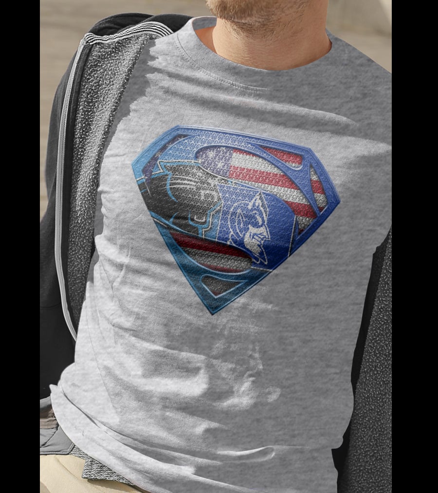 Super Carolina Panthers Duke Blue Devils American Flag T-Shirt