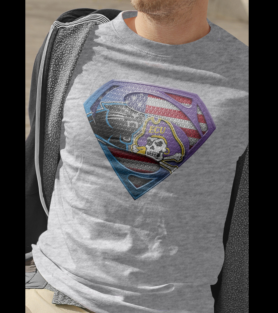 Superhero Shield American Flag Panthers Ecu Pirate Skull T-Shirt