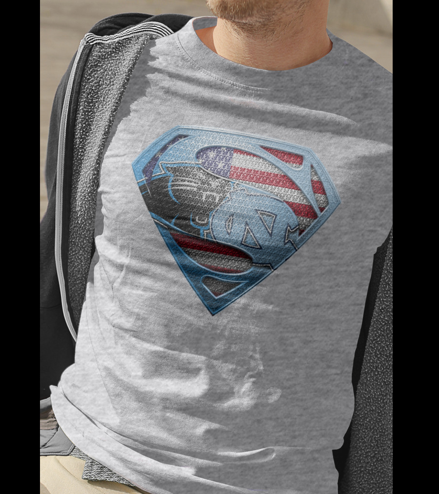 North Carolina Panthers Superman Usa Flag T-Shirt