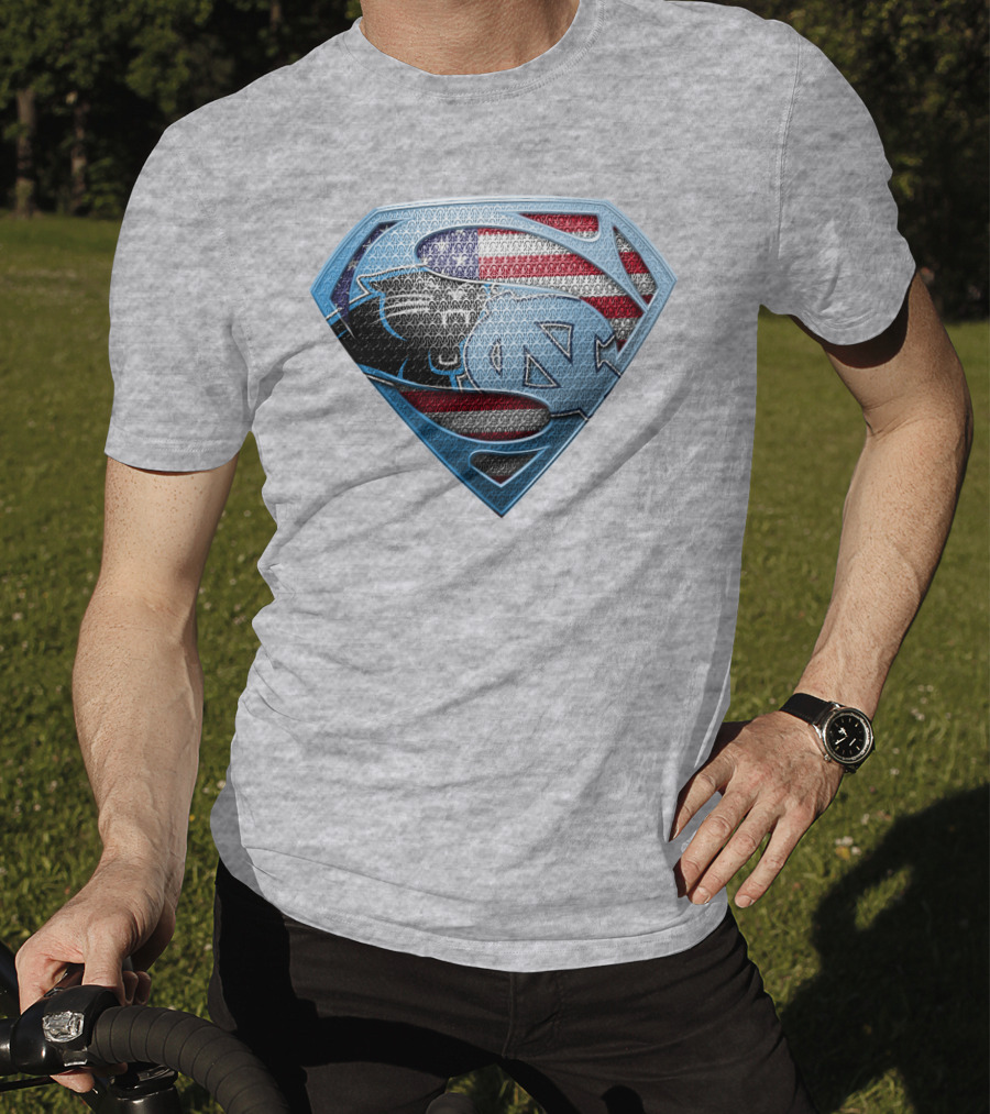 North Carolina Panthers Superman Usa Flag T-Shirt