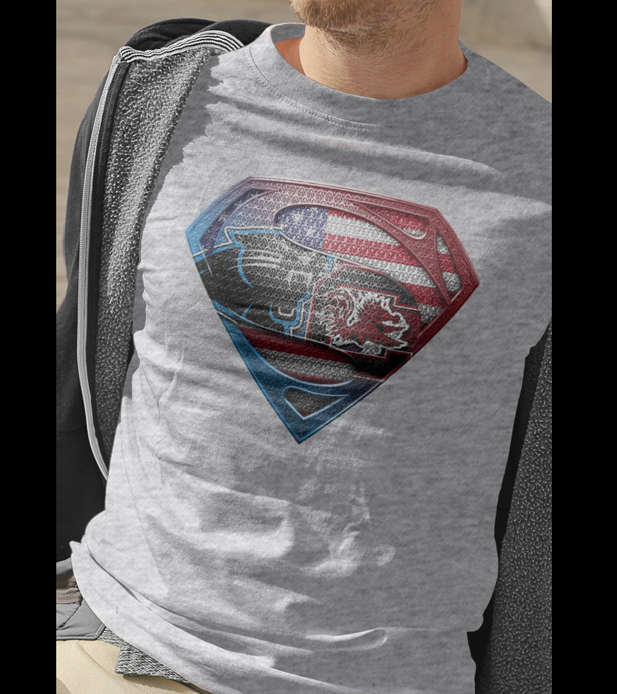 Superman Shield American Flag Panthers Gamecocks T-Shirt