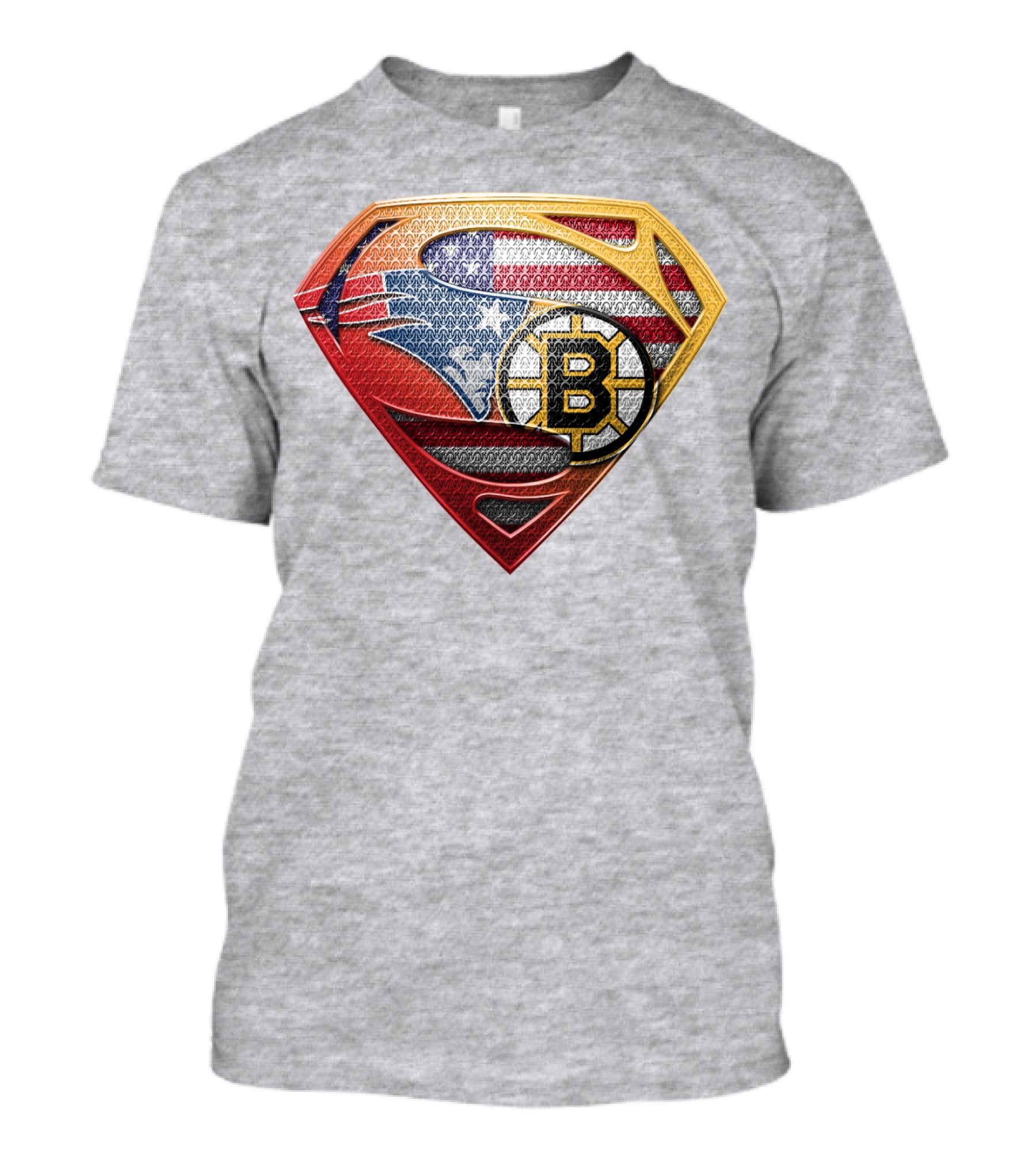 Superman Patriots Bruins Usa Flag T-Shirt