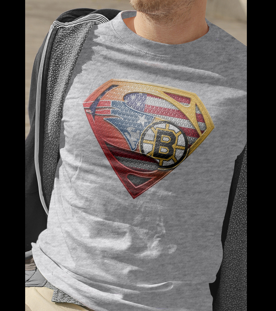Superman Patriots Bruins Usa Flag T-Shirt