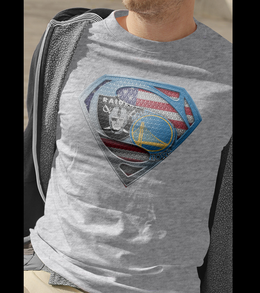 Superhero Shield Raiders Warriors American Flag T-Shirt