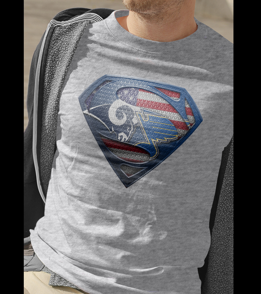 Usa Superman Rams And Blues Logo Shield T-Shirt