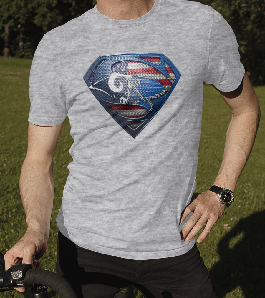 Usa Superman Rams And Blues Logo Shield T-Shirt