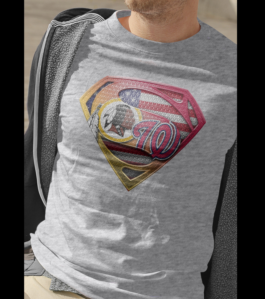Washington W Super Redskins Patriots Flag Superman T-Shirt