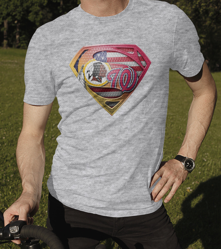 Washington W Super Redskins Patriots Flag Superman T-Shirt