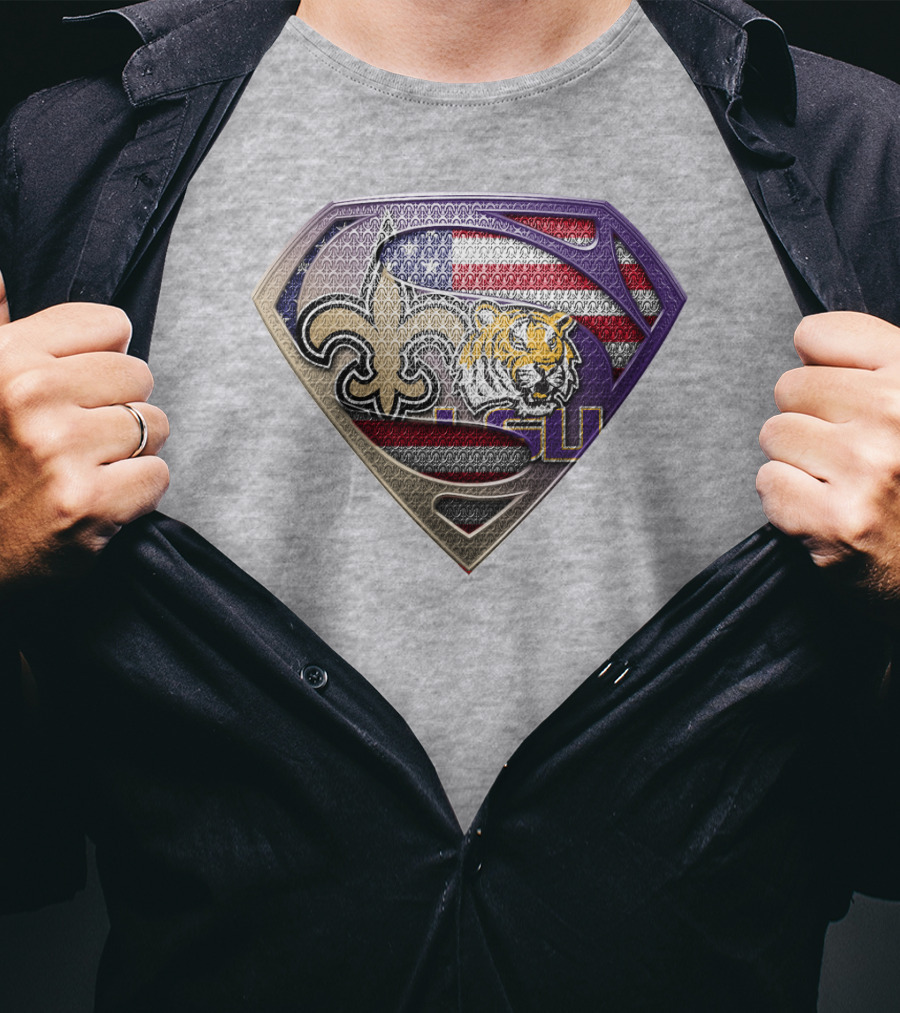 Super Louisiana Fleur-De-Lis Tiger American Flag Lsu T-Shirt