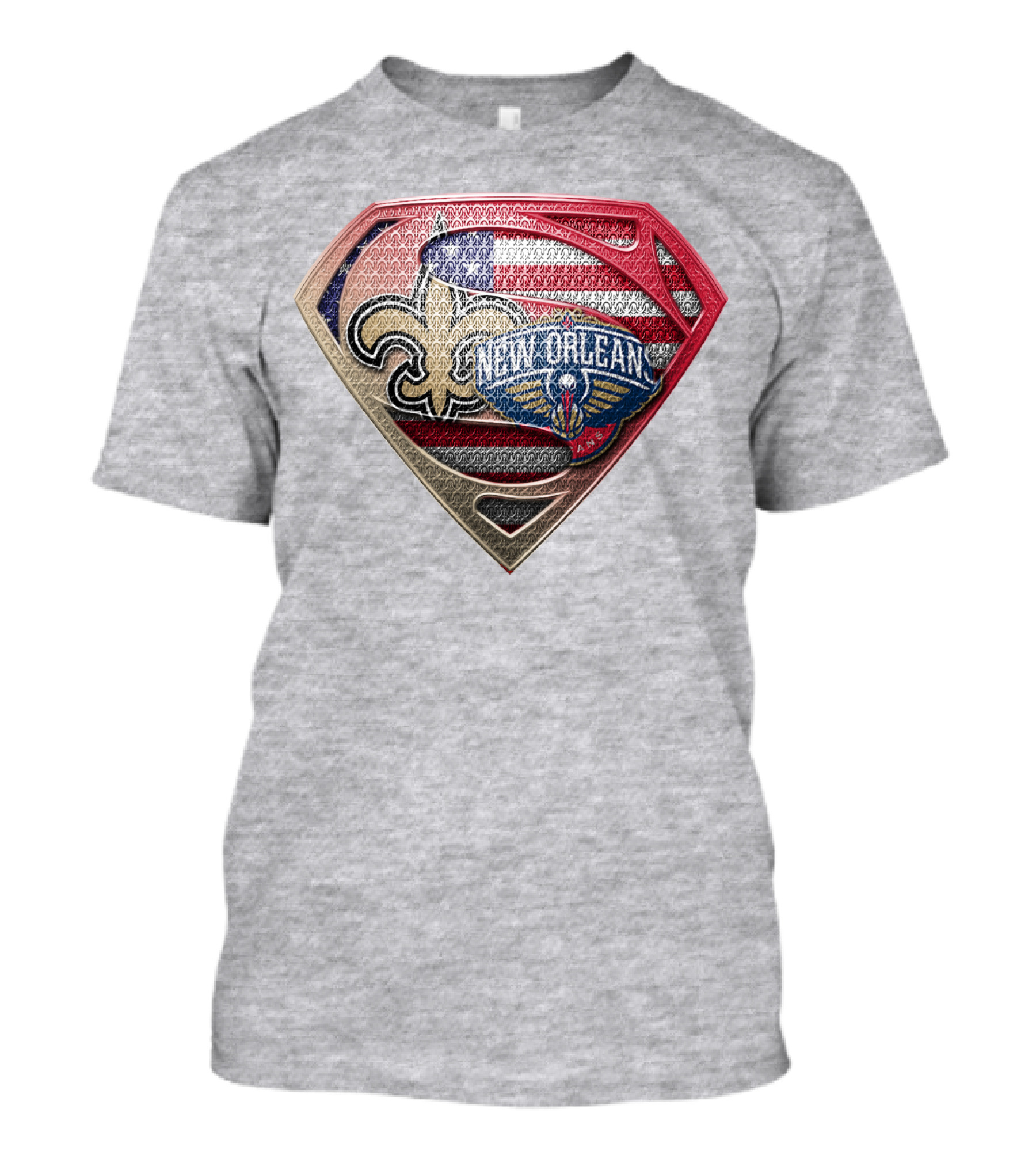 Superman Shield New Orleans Saints Pelicans American Flag T-Shirt