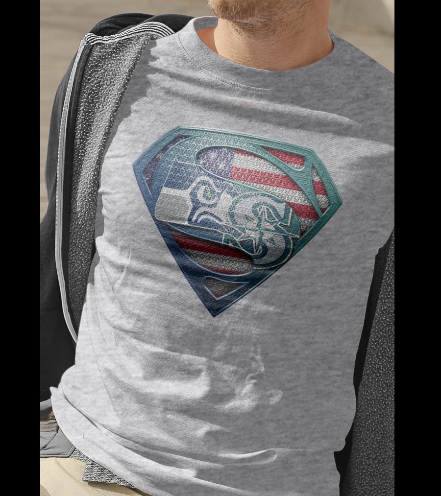 Seahawks Superman American Flag T-Shirt