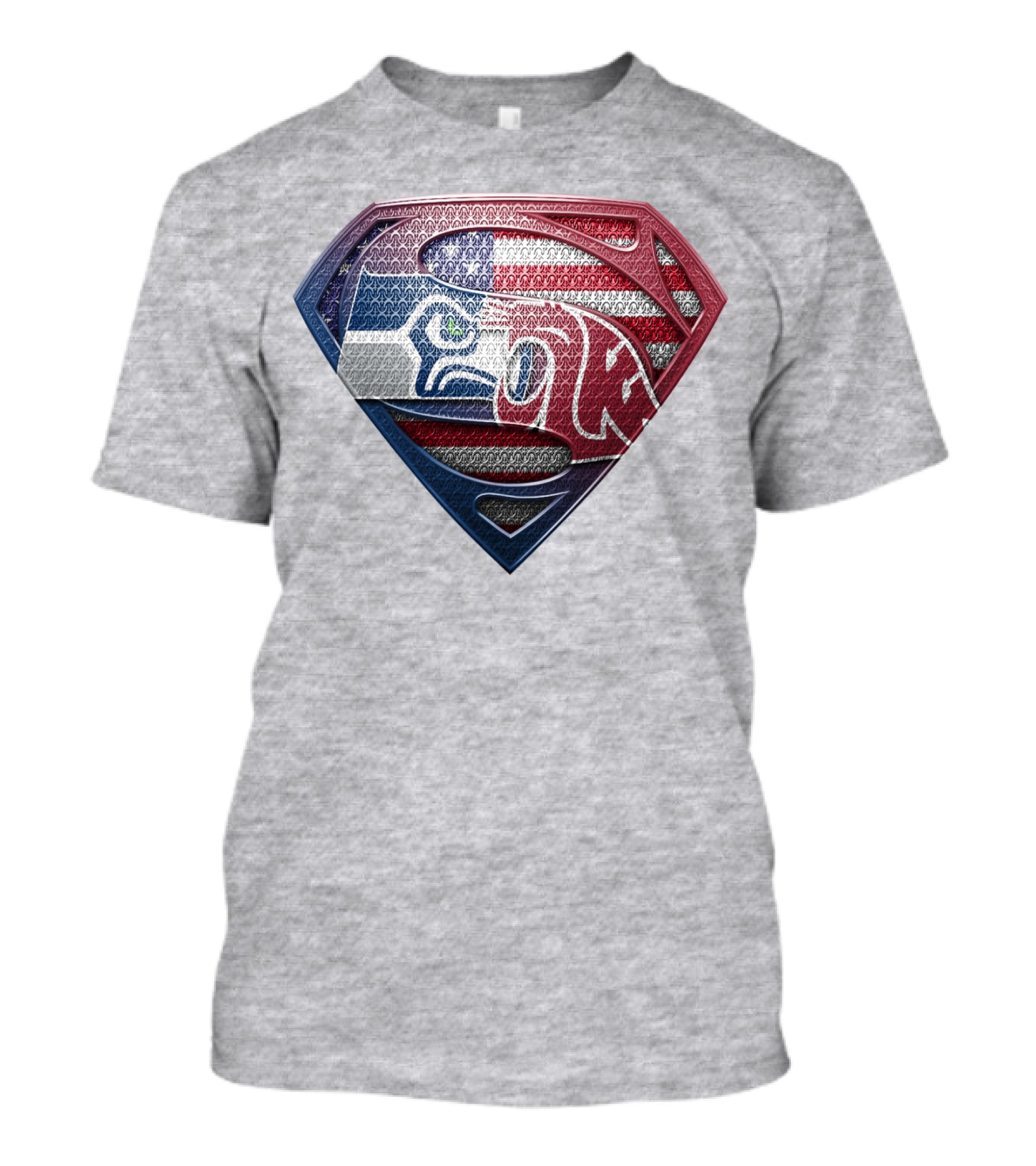 Seahawks Cougars Superman Shield Usa Flag T-Shirt