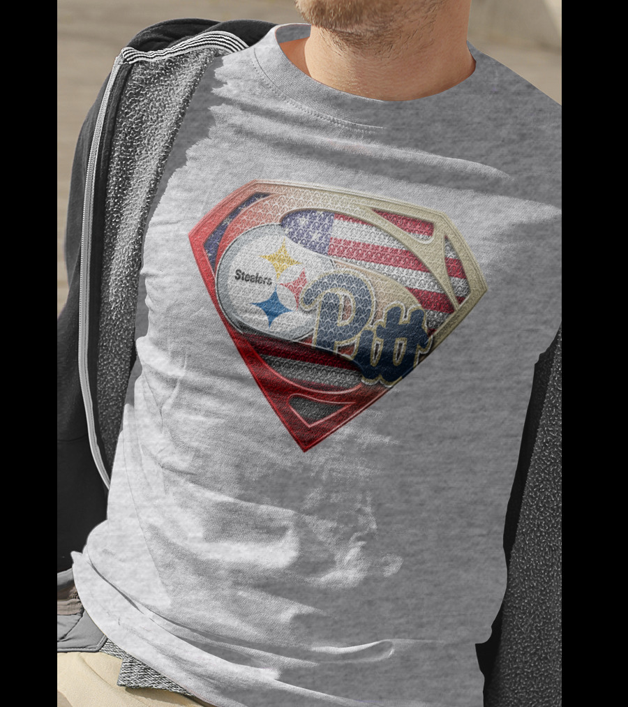 Superman Shield Stars And Stripes Steelers Pitt T-Shirt