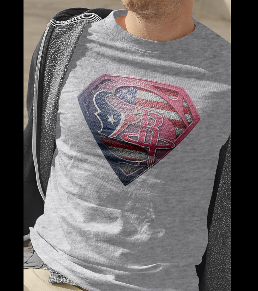 Superman Houston Texans Us Flag T-Shirt