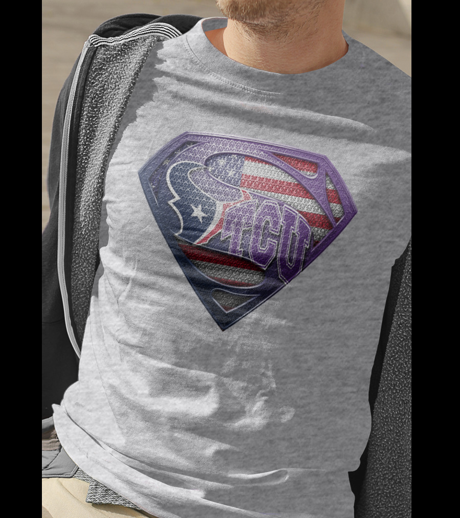 Tcu Super Shield American Flag Style T-Shirt