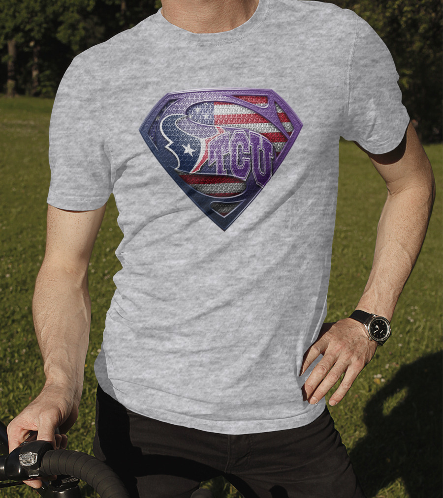 Tcu Super Shield American Flag Style T-Shirt