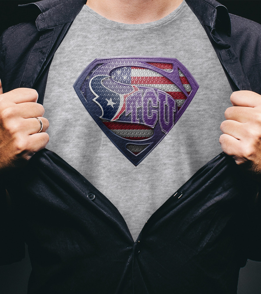 Tcu Super Shield American Flag Style T-Shirt