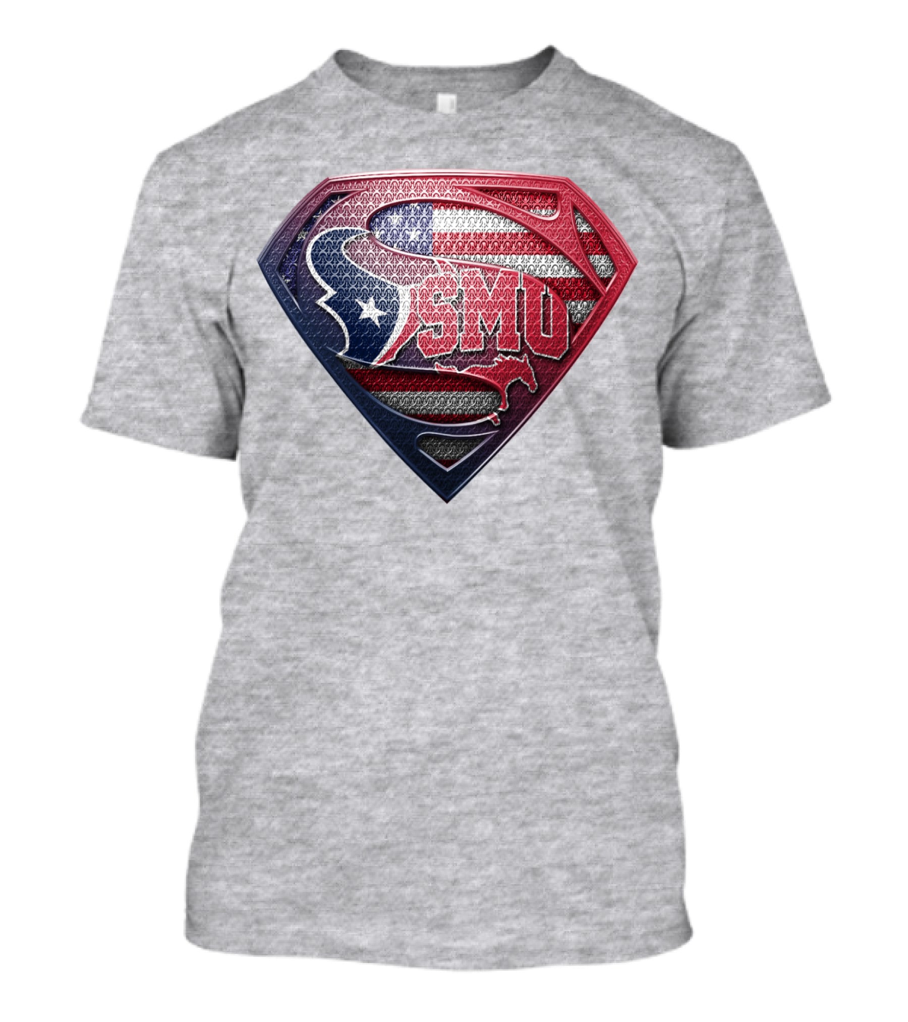 Smu Texas Superhero Shield With American Flag Colors T-Shirt