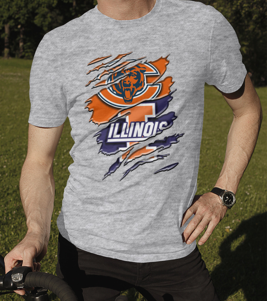 Chicago Bears Illinois Fighting Illini Mashup Rah T-Shirt