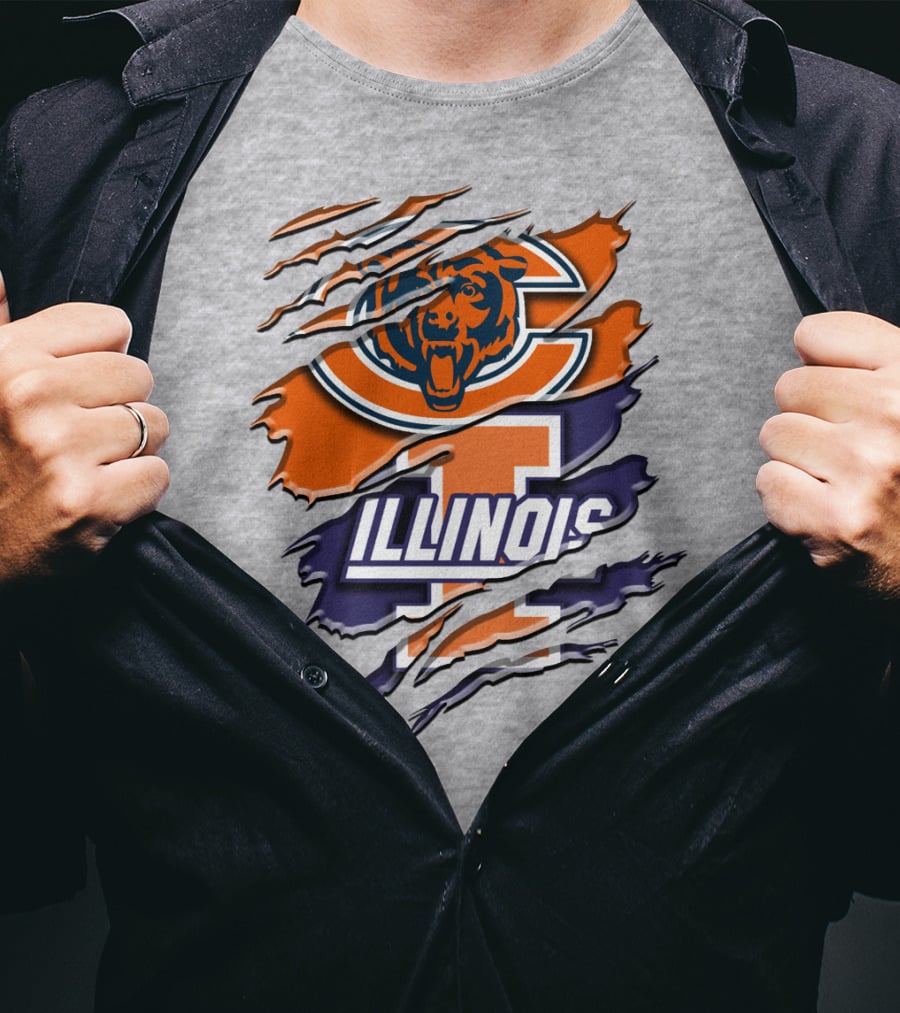 Chicago Bears Illinois Fighting Illini Mashup Rah T-Shirt