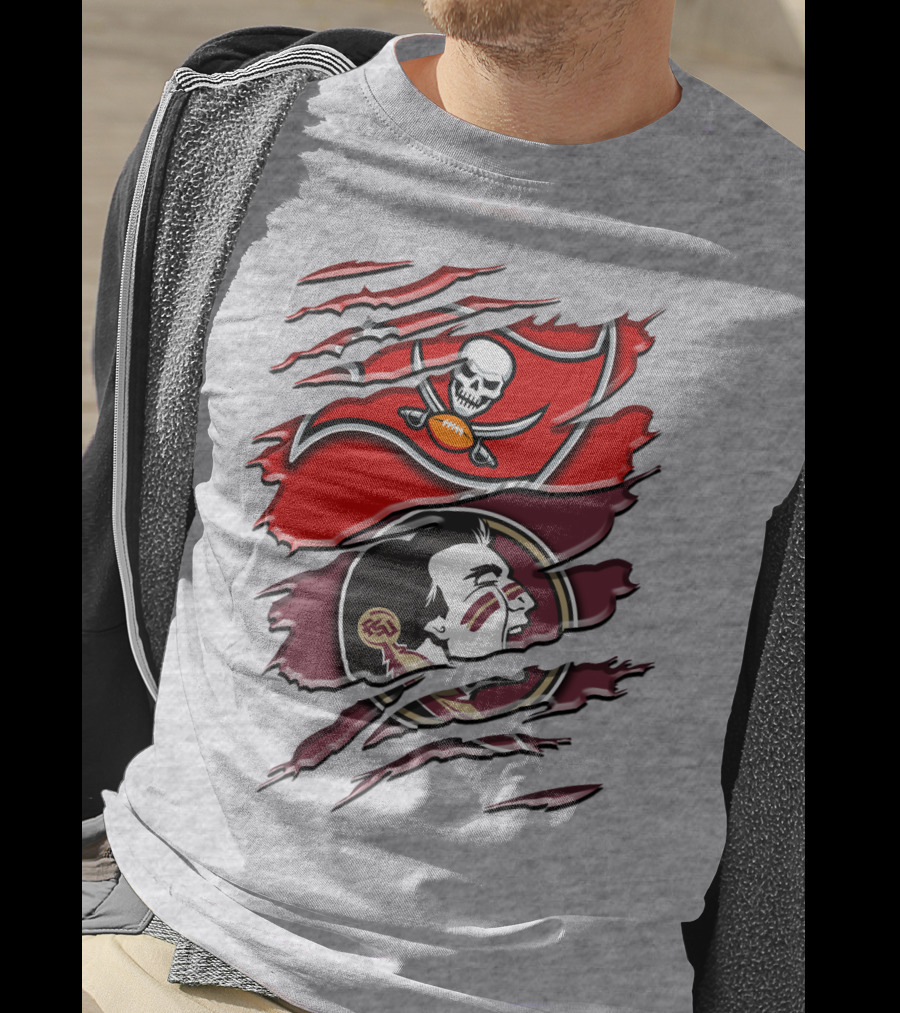 Tampa Bay Buccaneers Florida State Seminoles Logo Mashup T-Shirt