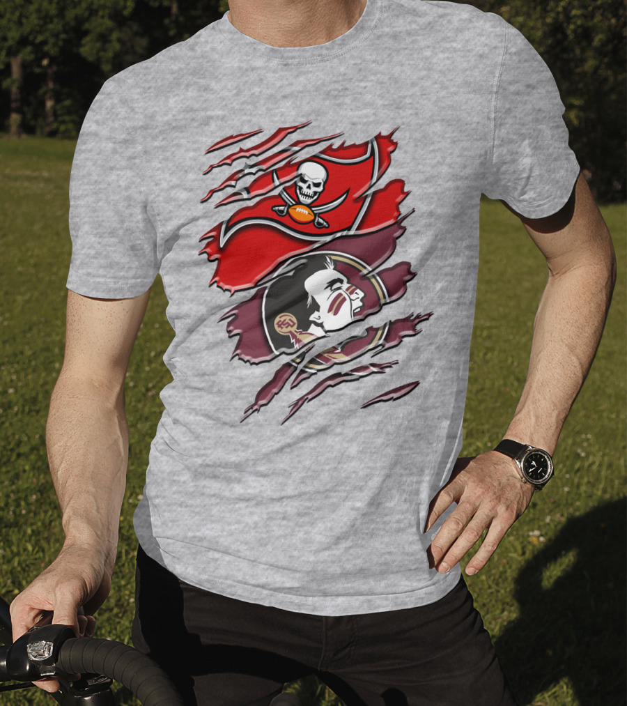Tampa Bay Buccaneers Florida State Seminoles Logo Mashup T-Shirt