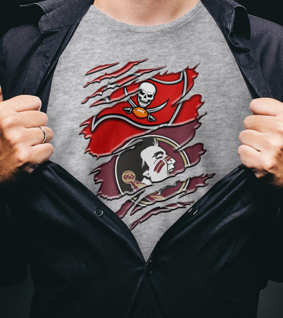 Tampa Bay Buccaneers Florida State Seminoles Logo Mashup T-Shirt