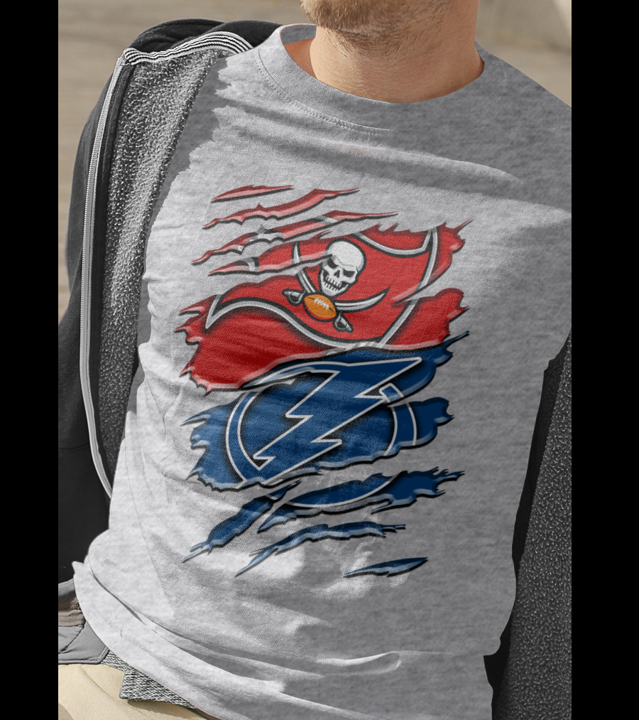 Tampa Bay Buccaneers Lightning Torn Design Rah 026 T-Shirt