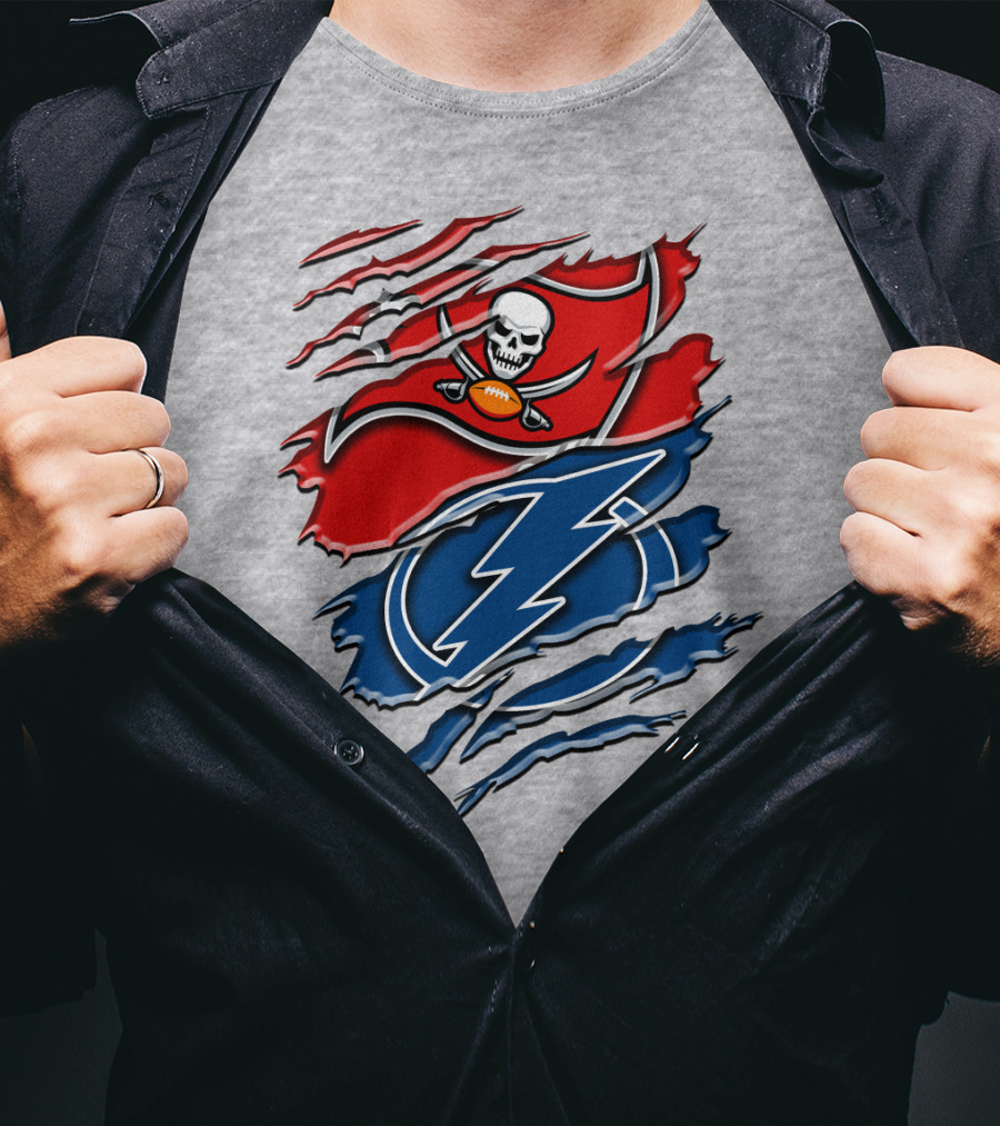 Tampa Bay Buccaneers Lightning Torn Design Rah 026 T-Shirt