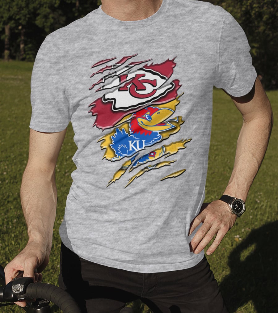 Kansas City Chiefs Kc Jayhawks Rip Design Rah 037 T-Shirt