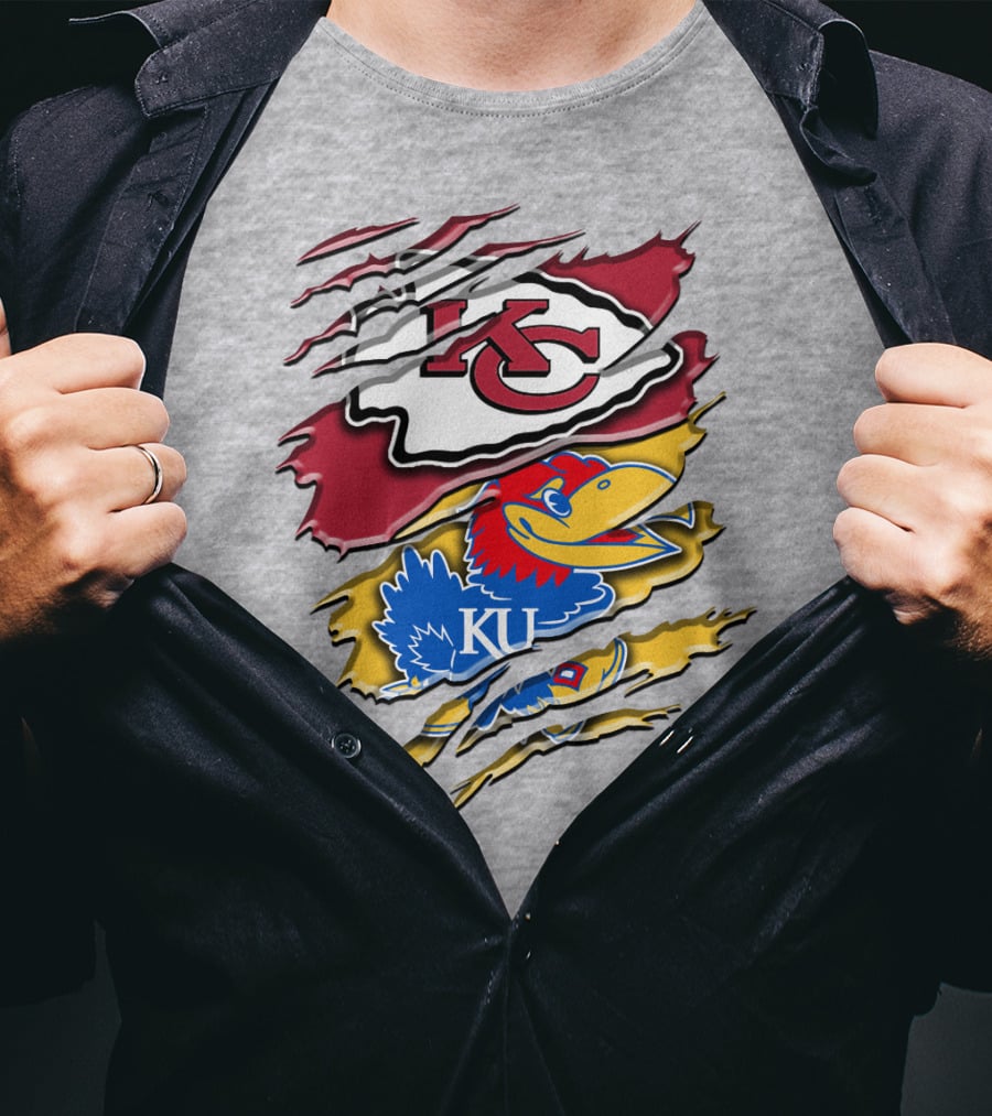 Kansas City Chiefs Kc Jayhawks Rip Design Rah 037 T-Shirt