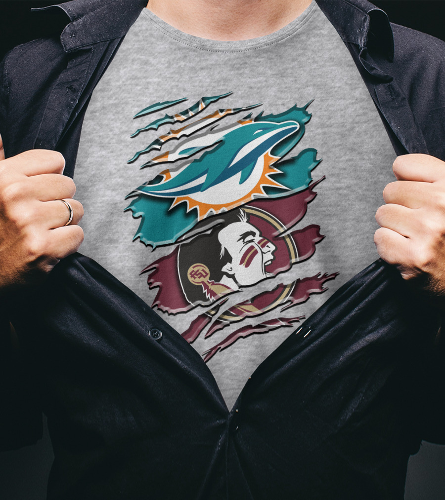 Dolphins Seminoles Fan Fusion T-Shirt