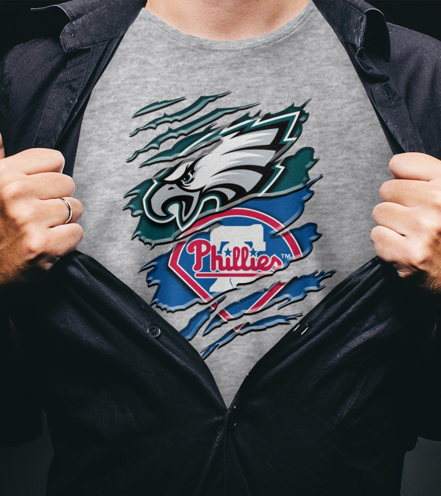 Philadelphia Eagles Phillies Logo Mashup T-Shirt