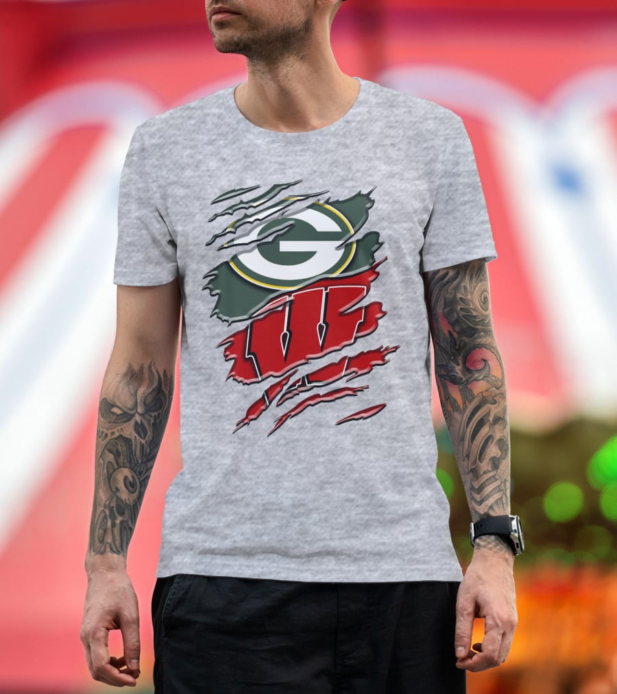 Green Bay Packers Wisconsin Badgers Claw Marks T-Shirt