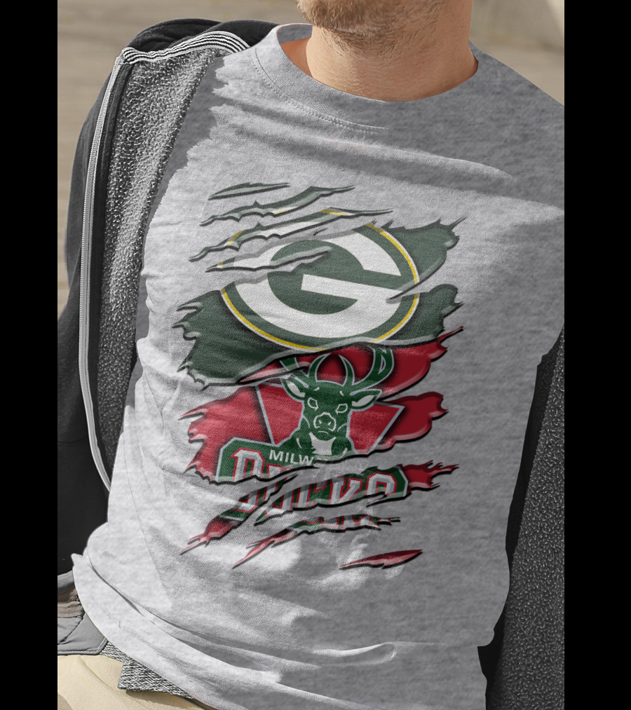 Milwaukee Bucks Green Bay Packers Crossover Rah T-Shirt
