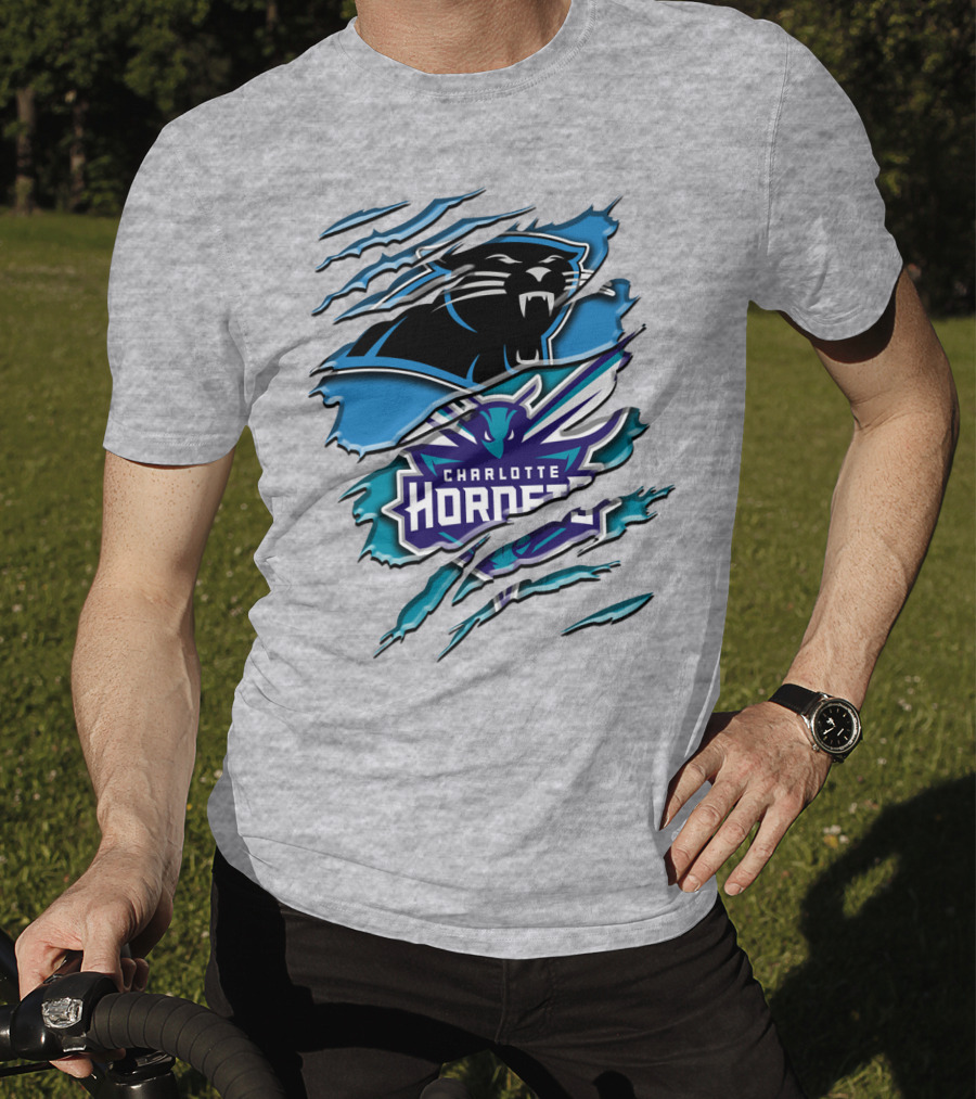 Panther And Charlotte Hornets Logo Rah T-Shirt
