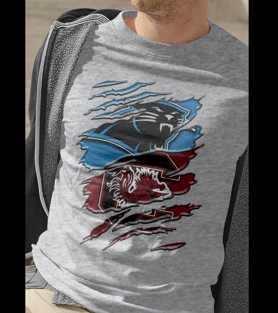 Carolina Panthers Gamecocks Ripped T-Shirt