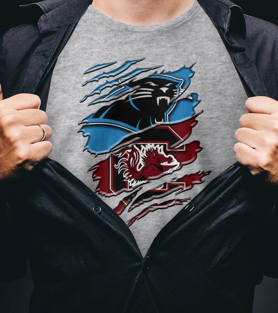 Carolina Panthers Gamecocks Ripped T-Shirt