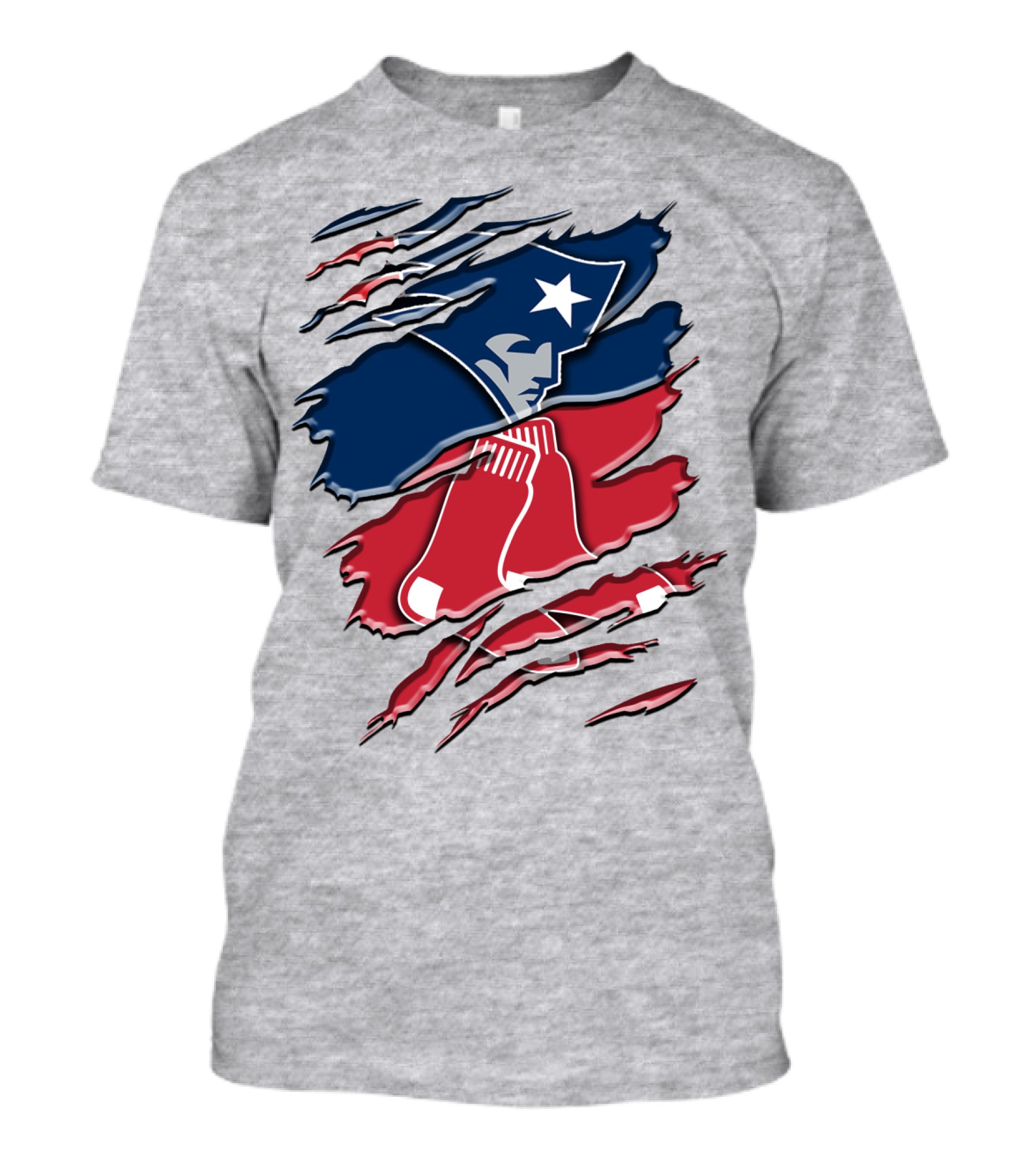 Patriots And Red Sox Ripped Design Rah 092 T-Shirt