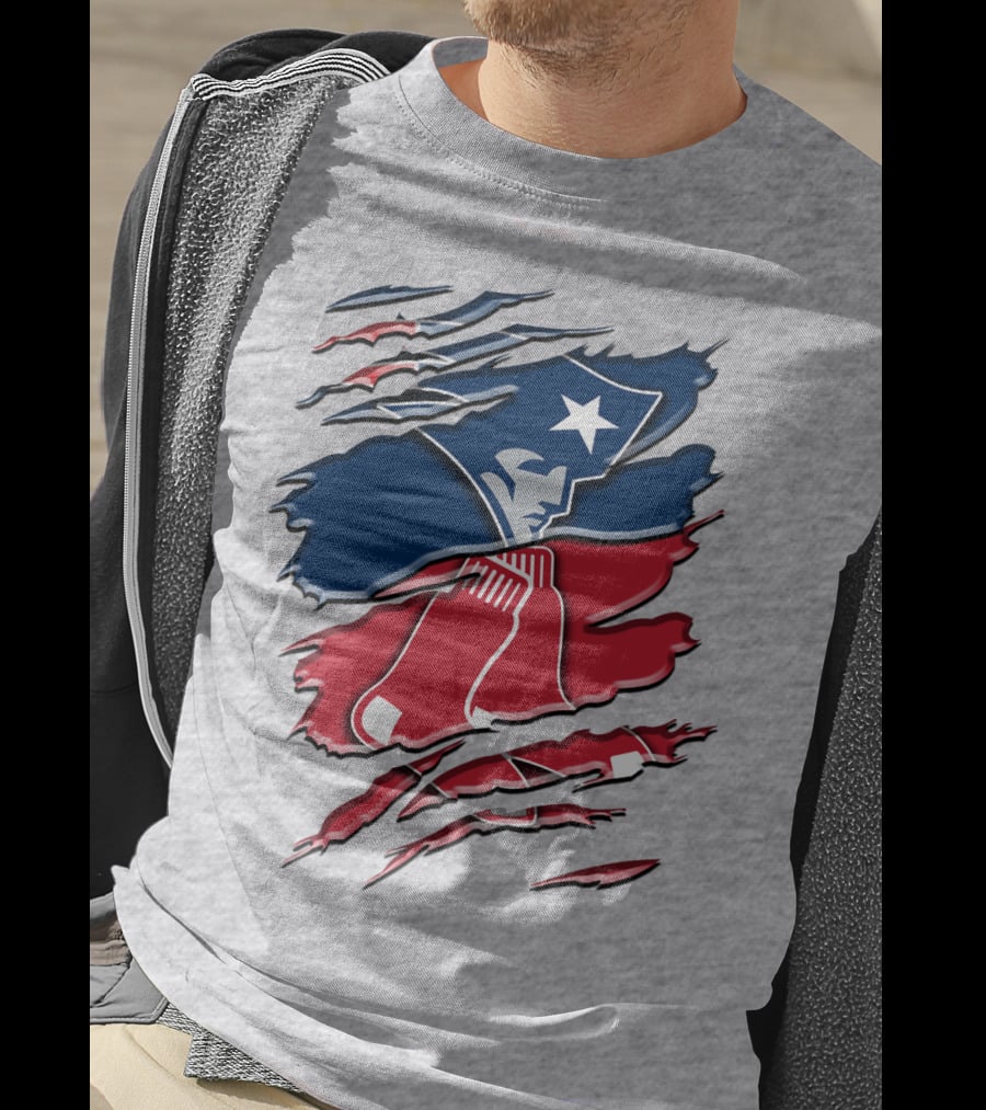 Patriots And Red Sox Ripped Design Rah 092 T-Shirt