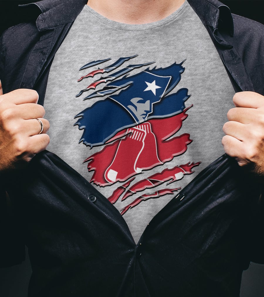 Patriots And Red Sox Ripped Design Rah 092 T-Shirt
