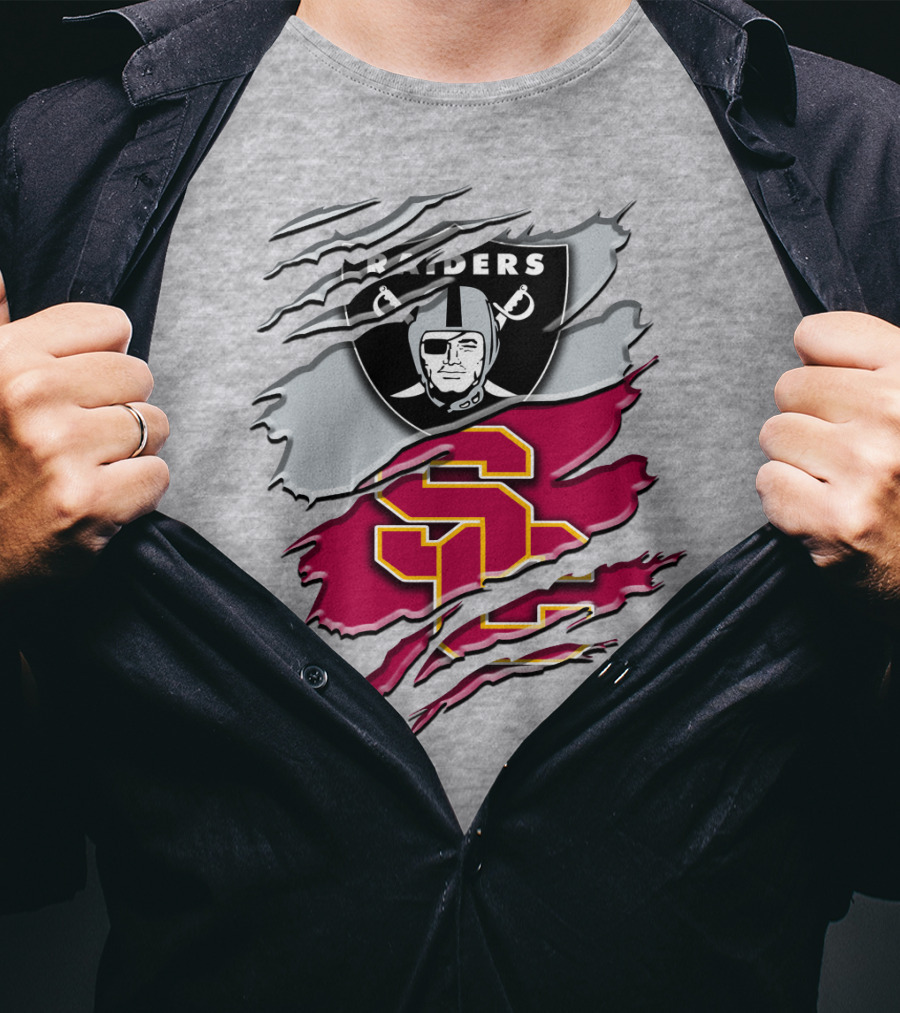 Raiders And Usc Trojans Logo Fusion Rah 098 T-Shirt