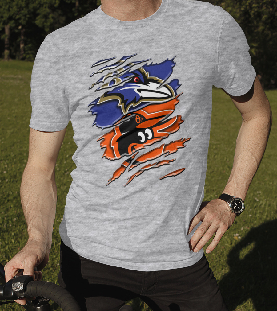 Baltimore Ravens Orioles Logo Mashup Rah 101 T-Shirt